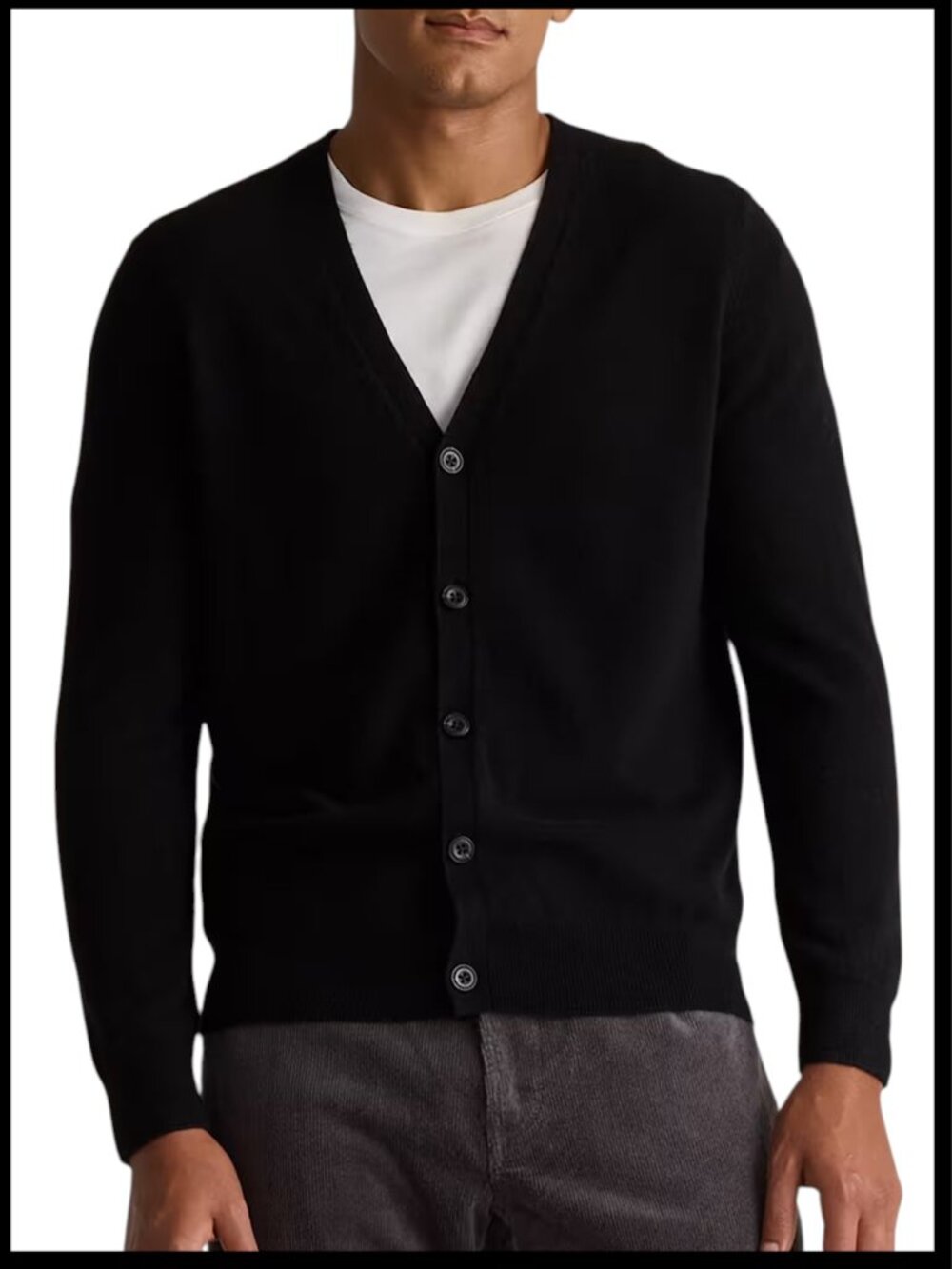 Quince Mongolian Cashmere Cardigan Black V Neck Button Front XL